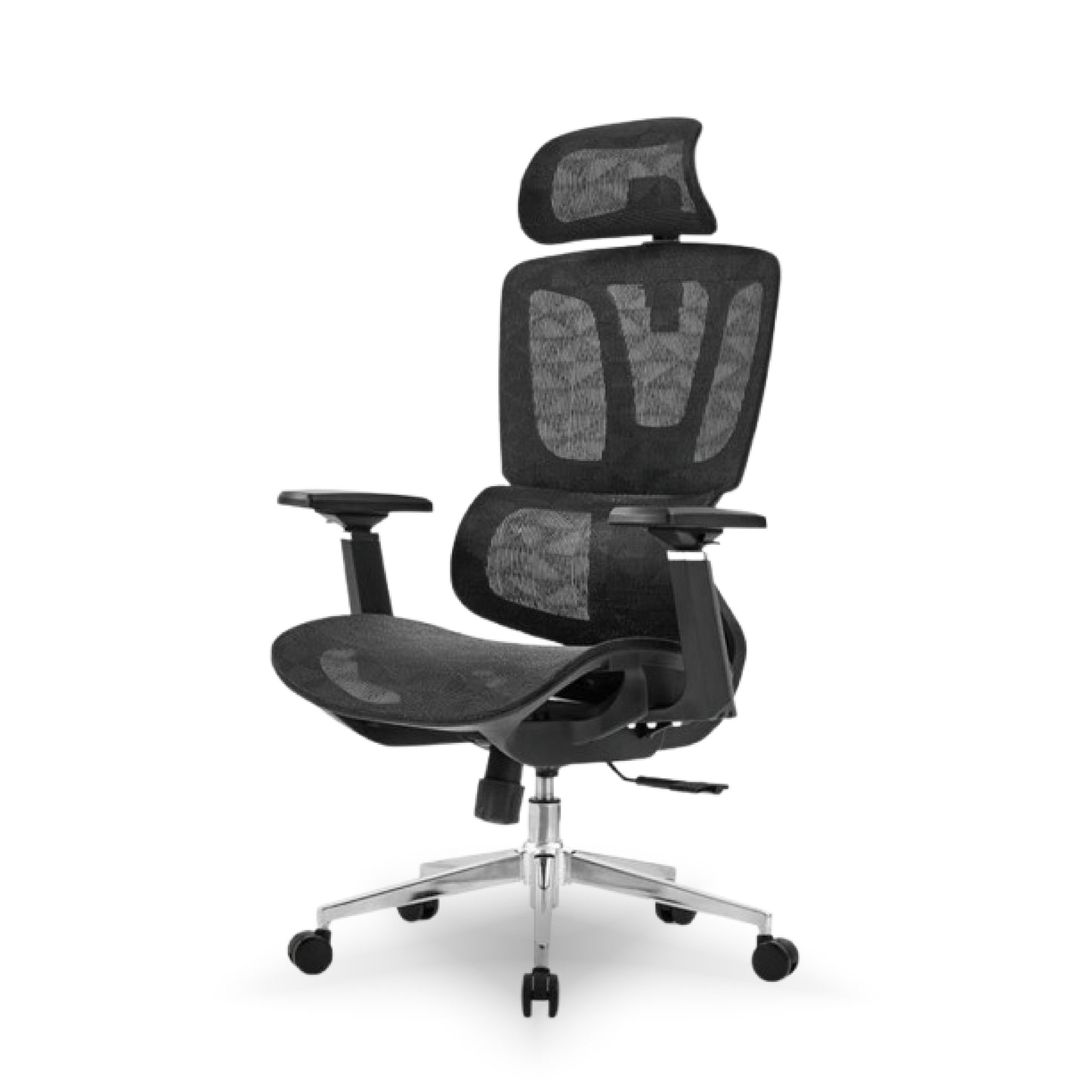 121 H/B Benz Ergonomic Mesh Office Chair – High Back with Adjustable Lumbar, Headrest & Armrests | Breathable Mesh Back, Chrome Base & Smooth Tilt Lock | Ideal for Long Working Hours