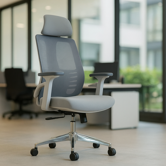 Spine H/B Executive Ergonomic Chair – High Back Mesh Design with Headrest, Adjustable Arms & Chrome Base | Premium Office Comfort