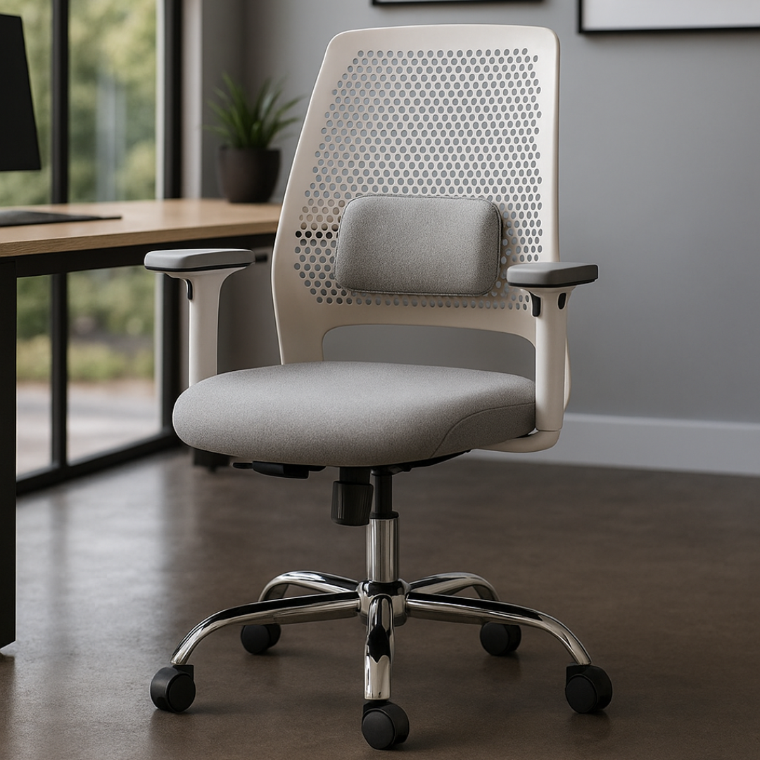Hive Max Ergonomic Office Chair – Premium Ventilated Back, Adjustable Lumbar Support, and Chrome Base | Executive Comfort Redefined