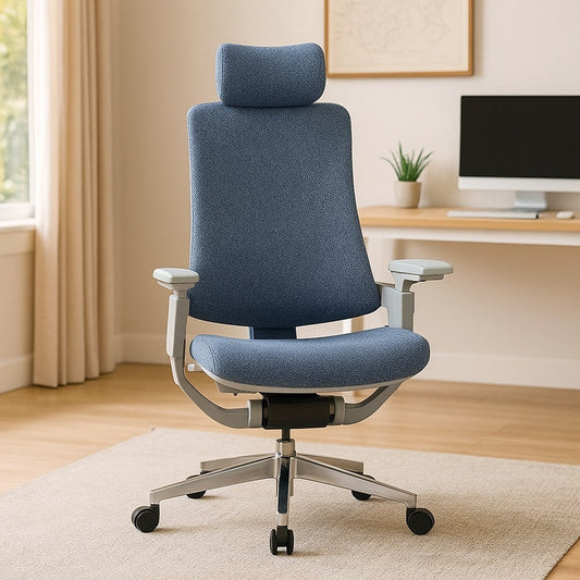 Gravity Ergonomic Executive Chair – High Back Office Chair with Cushioned Support, Adjustable Armrests, Headrest & Seat Tilt | Premium Fabric Finish with Aluminum Base