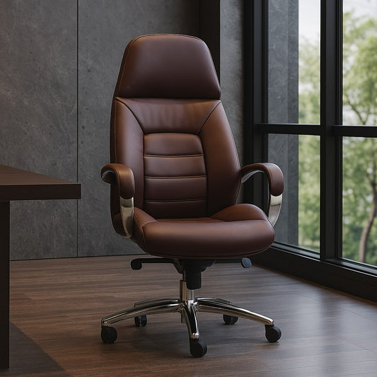 Comfy High Back | Half Leatherette Back | 5 Star Strong Aluminium Base | Boss Chair | Executive Chair | Directors & MD Chairs
