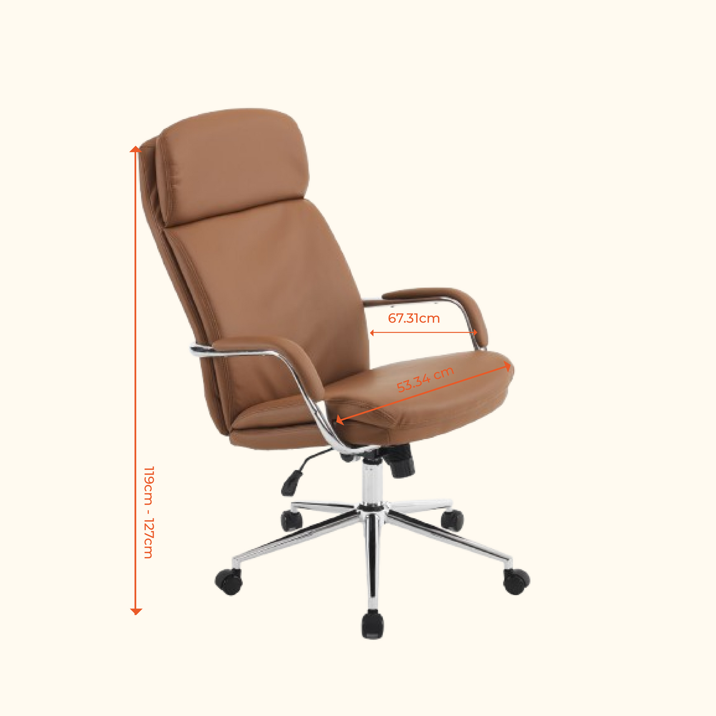 Bella Executive Office Chair – High Back Leather Chair with Padded Armrests & Chrome Base | Comfortable Swivel Chair for Office & Work-from-Home