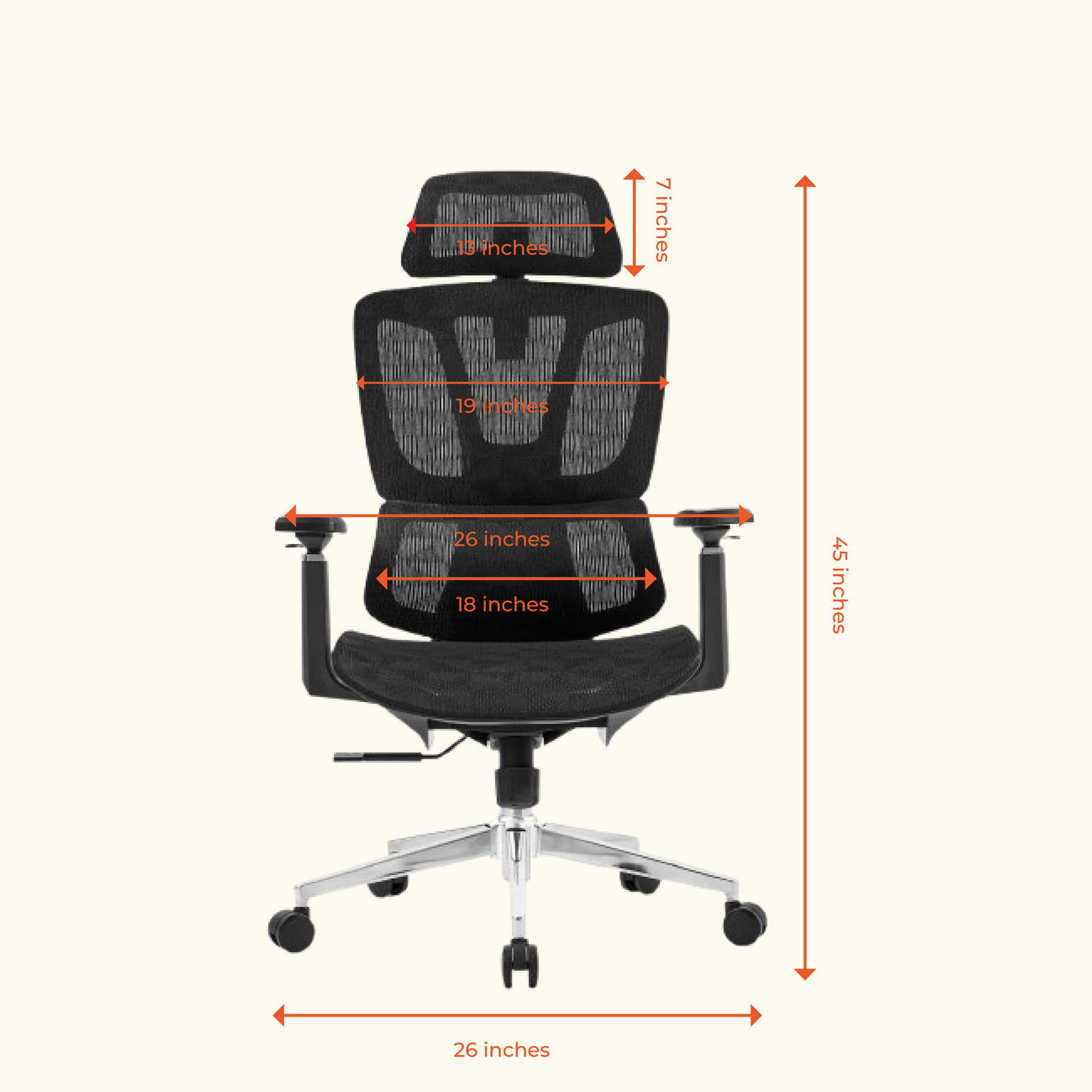 121 H/B Benz Ergonomic Mesh Office Chair – High Back with Adjustable Lumbar, Headrest & Armrests | Breathable Mesh Back, Chrome Base & Smooth Tilt Lock | Ideal for Long Working Hours