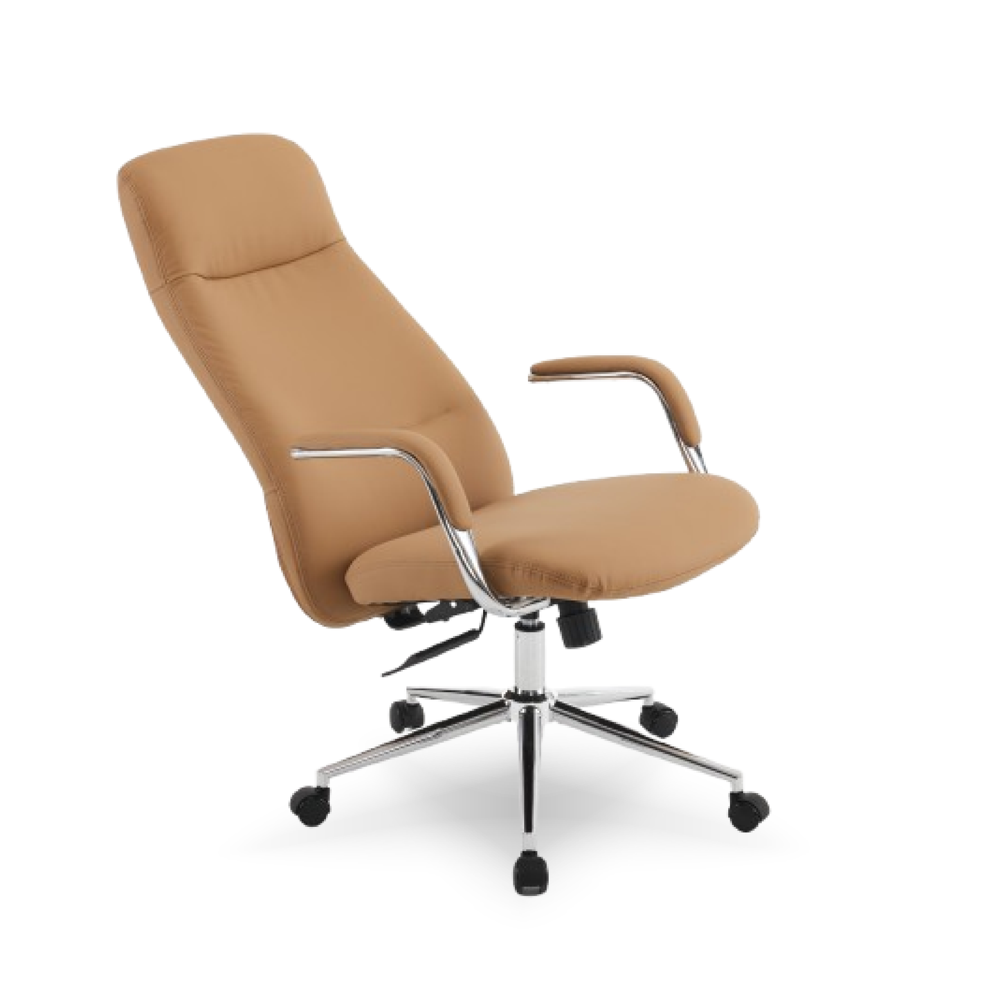 Discovery Premium Boss Chair | Minimal Scandinavian Design | Ergonomic Faux Leather Executive Office Chair with Cushioned Seat | Chrome Finish | High Back