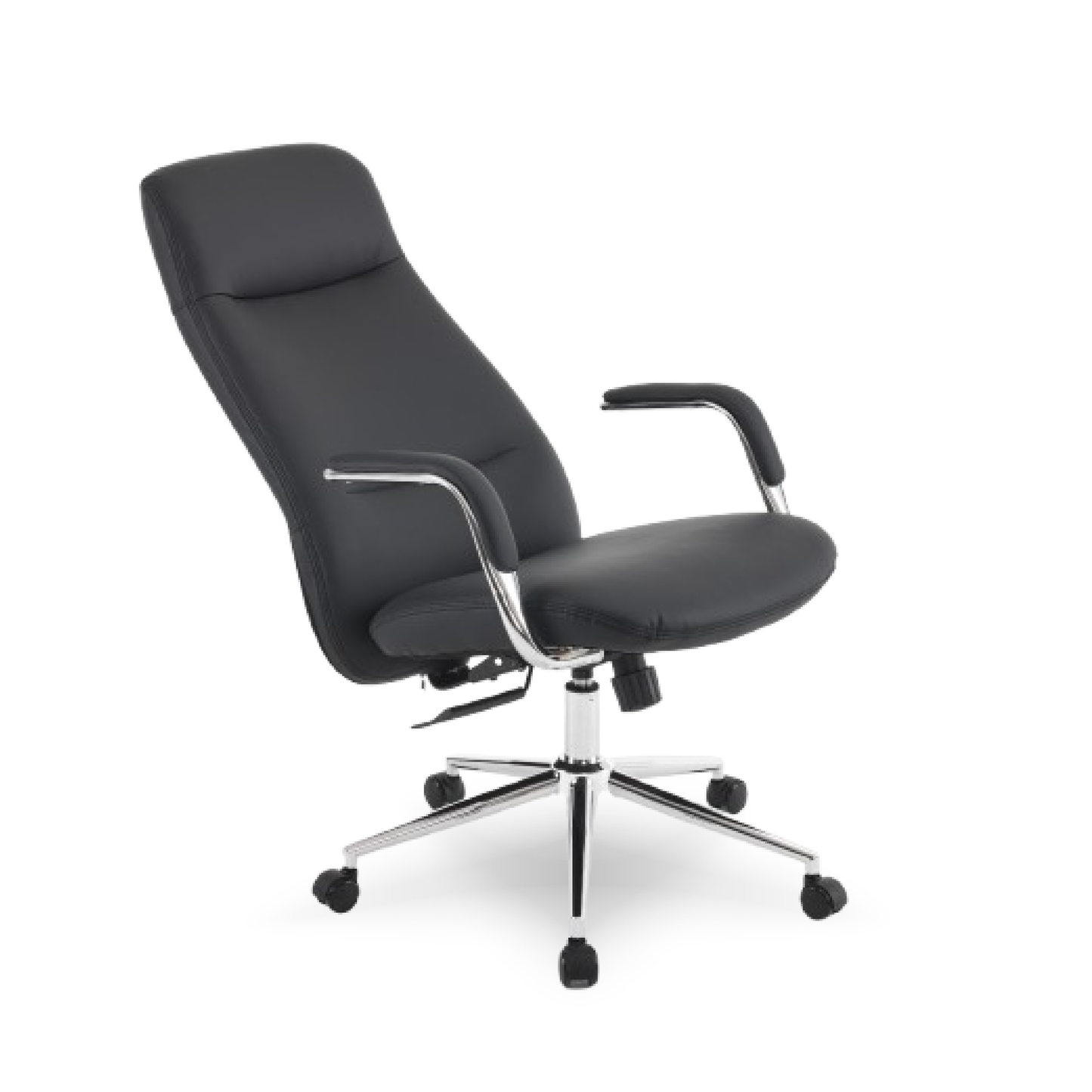 Discovery Premium Boss Chair | Minimal Scandinavian Design | Ergonomic Faux Leather Executive Office Chair with Cushioned Seat | Chrome Finish | High Back