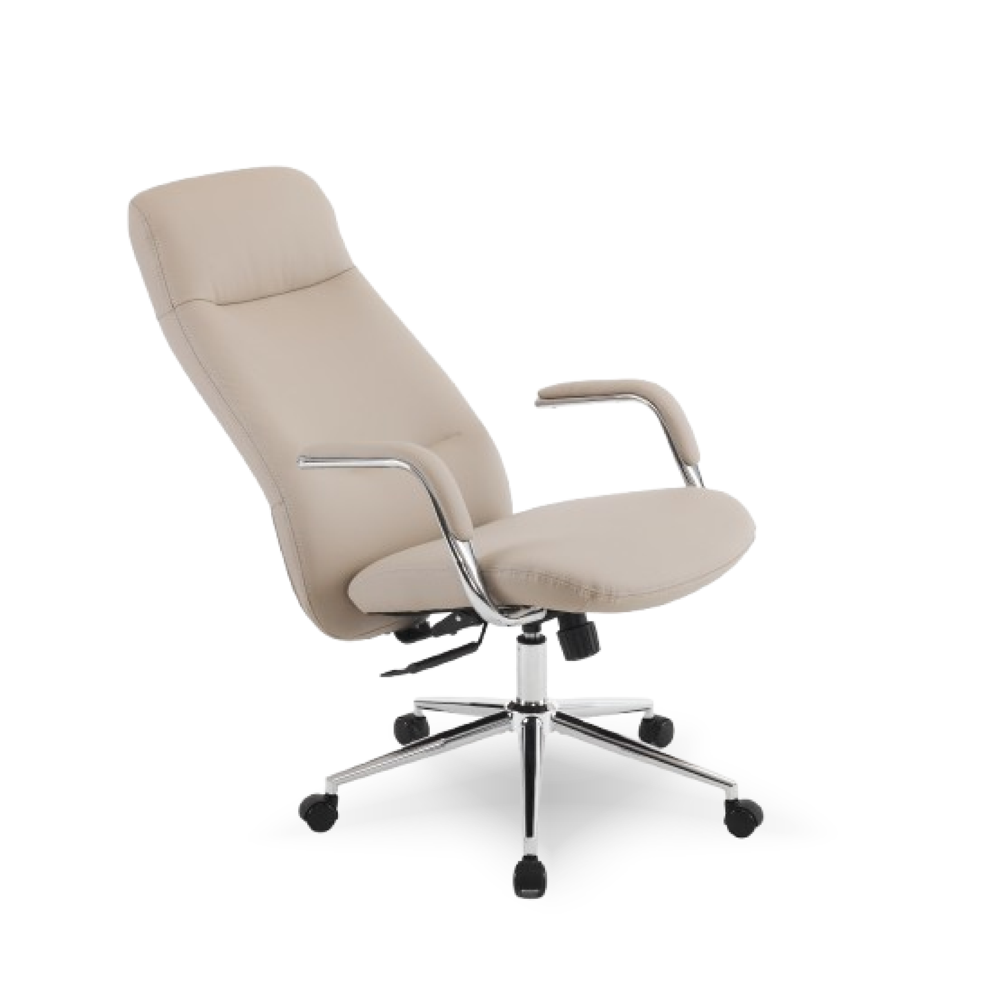 Discovery Premium Boss Chair | Minimal Scandinavian Design | Ergonomic Faux Leather Executive Office Chair with Cushioned Seat | Chrome Finish | High Back