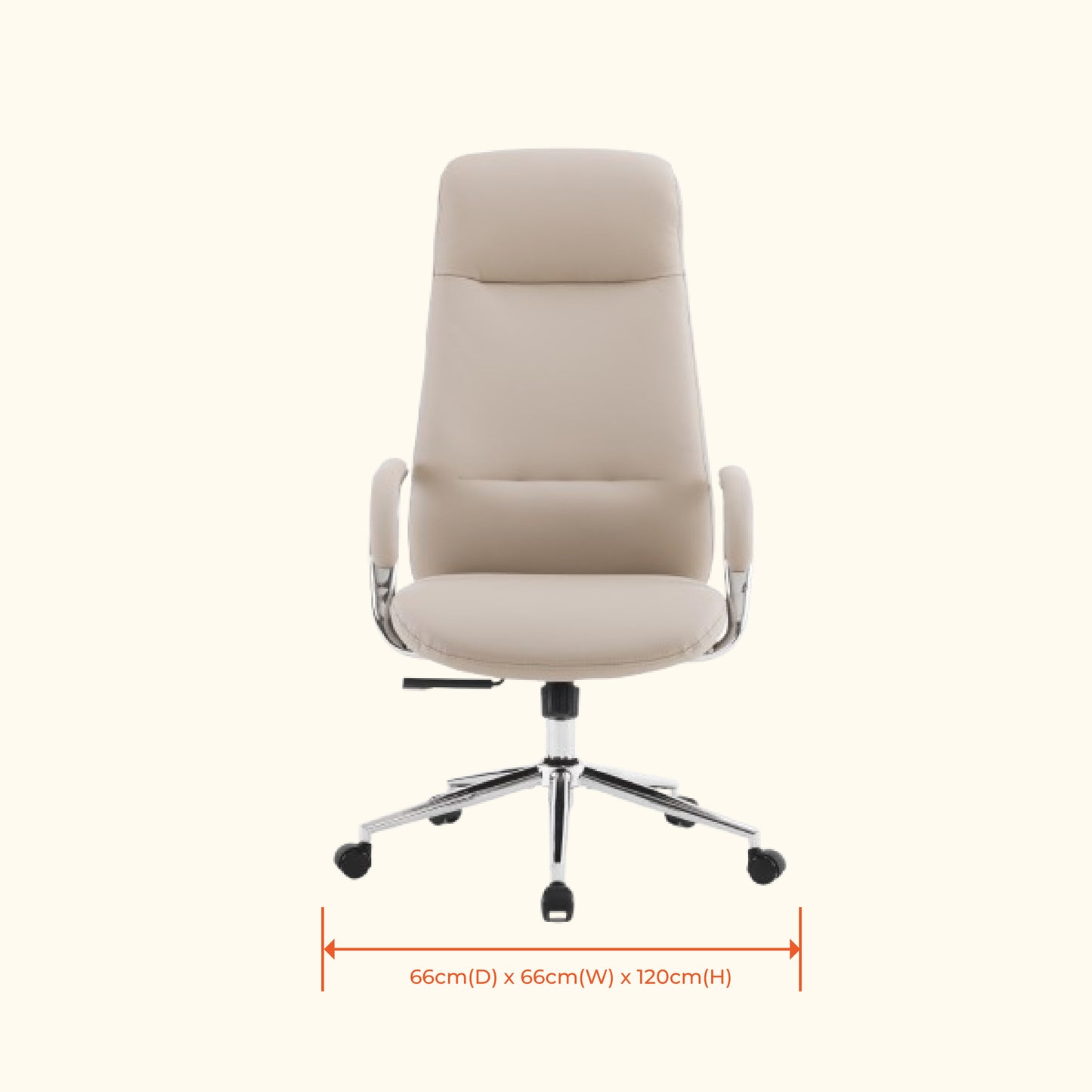 Discovery Premium Boss Chair | Minimal Scandinavian Design | Ergonomic Faux Leather Executive Office Chair with Cushioned Seat | Chrome Finish | High Back