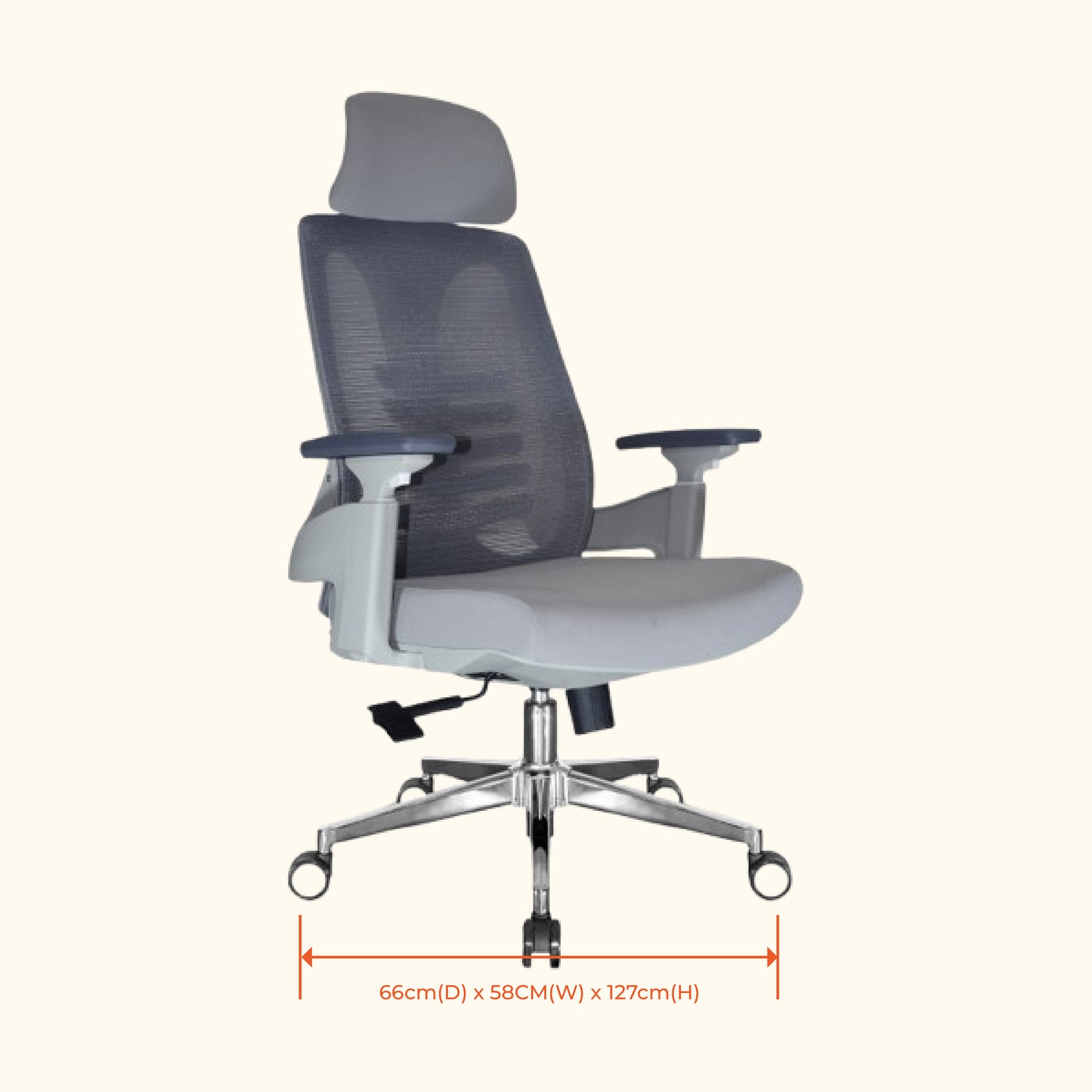 Spine H/B Executive Ergonomic Chair – High Back Mesh Design with Headrest, Adjustable Arms & Chrome Base | Premium Office Comfort