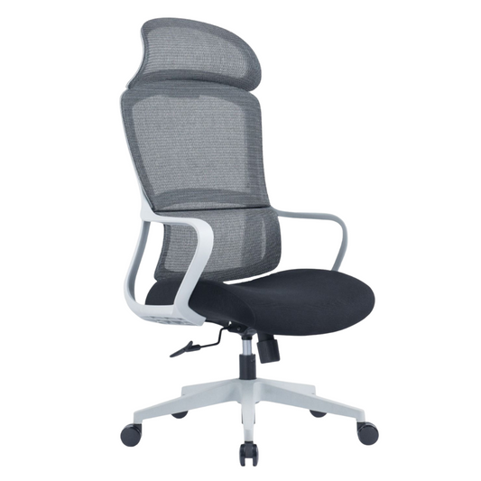 Spade H/B High Back Mesh Ergonomic Chair – Adjustable Headrest, Full-Length Back Support, and White Frame Design | Perfect for Executive and Home Office Use