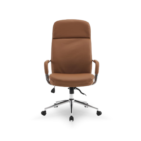 Bella Executive Office Chair – High Back Leather Chair with Padded Armrests & Chrome Base | Comfortable Swivel Chair for Office & Work-from-Home