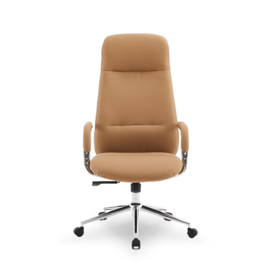 Discovery Premium Boss Chair | Minimal Scandinavian Design | Ergonomic Faux Leather Executive Office Chair with Cushioned Seat | Chrome Finish | High Back