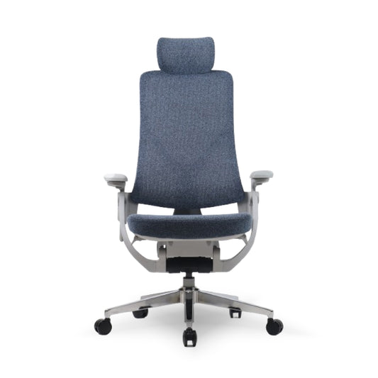 Gravity Ergonomic Executive Chair – High Back Office Chair with Cushioned Support, Adjustable Armrests, Headrest & Seat Tilt | Premium Fabric Finish with Aluminum Base